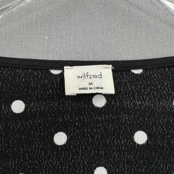 ARITZIA WILFRED Shirt Womens Medium Black White New Prairie Blouse V-neck Top - Picture 10 of 16
